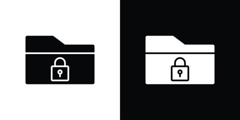 Folder security icon Flat Vector illustration. Simple black symbols