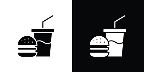 Fast food icon Flat Vector illustration. Simple black symbols