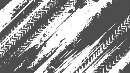 grunge tire prints, vector background with grungy abstract pattern. motocross dirty tires print, off road grungy trails texture. 