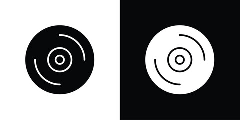 DVD icon Flat Vector illustration. Simple black symbols