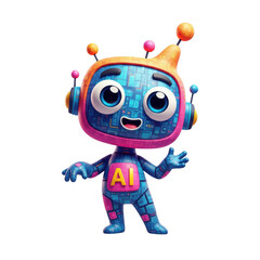 Fototapeta premium Adorable AI Character with Playful Design on a Dark Backdrop, Inspiring Technology