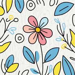 Seamless floral pattern with blossoms, leaves, and butterflies