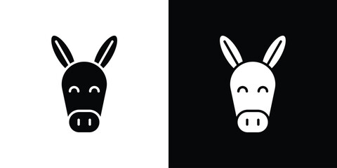 Donkey icon Flat Vector illustration. Simple black symbols