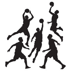 Basketball Player Silhouettes Set