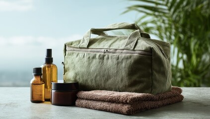 Travel spa kit on a table