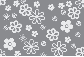 Floral Pattern in Grey and White