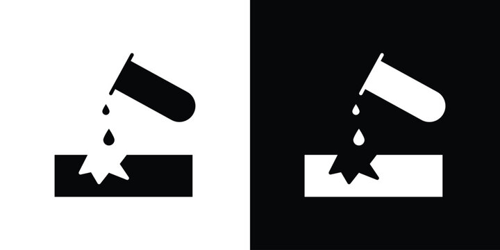Corrosive substance icon Flat Vector illustration. Simple black symbols