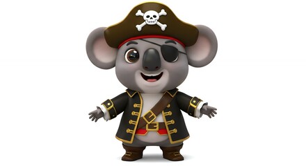 Cartoon koala in pirate costume
