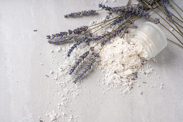 Lavender Salt for cooking. Lavander salt with dried lavender flowers. Lavender spa set