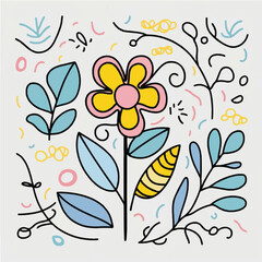 Seamless vector floral pattern with delicate spring flowers, leaves, and butterflies creates a beautiful nature-inspired design