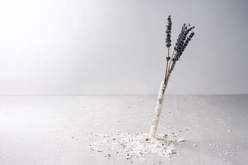 Lavender Salt for cooking. Lavander salt with dried lavender flowers. Lavender spa set