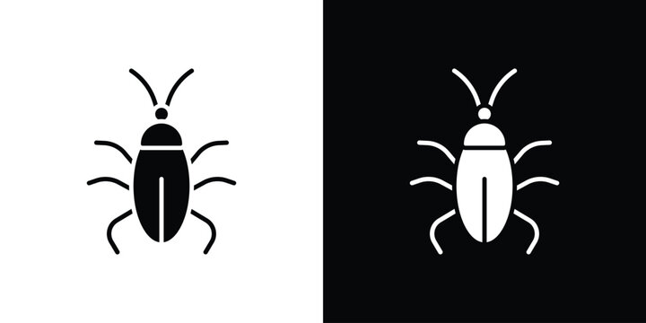 Cockroach icon Flat Vector illustration. Simple black symbols