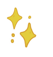 Adorable hand-drawn yellow star with sparkles in a whimsical cartoon style. Perfect for kids' designs, night sky themes, or magical projects.