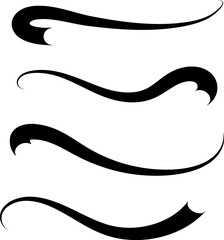  scribble underline. Swoosh and Swoop Underline. Marker pen line highlight swoosh stroke.  Curve paint tails. Flourishes and swoop vintage design
