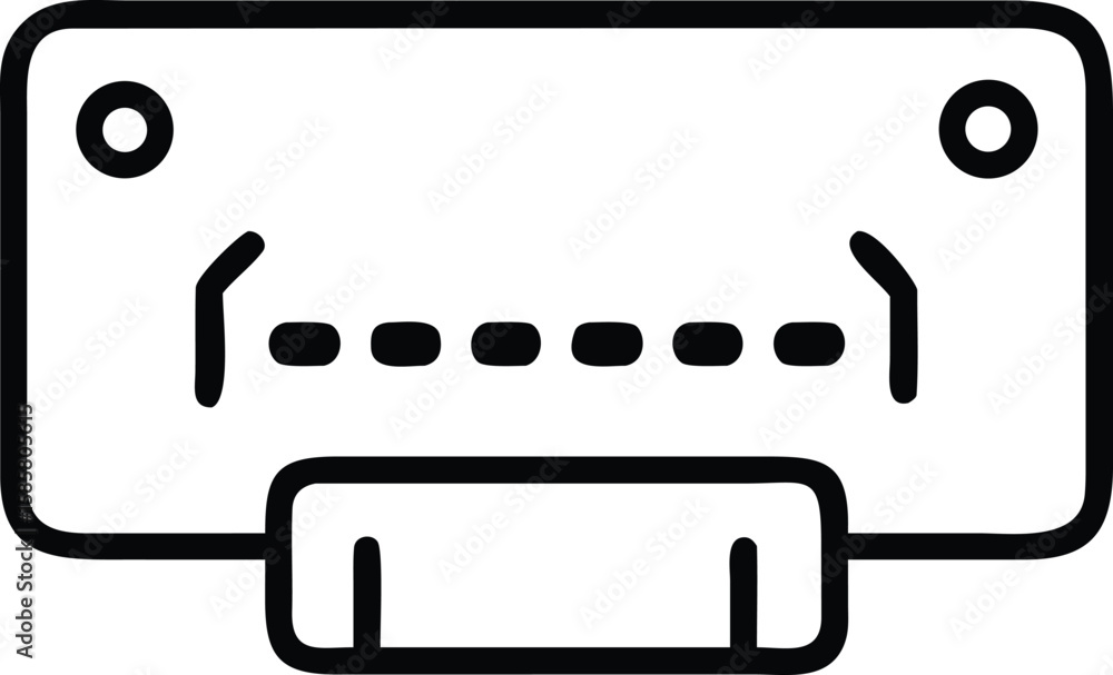 Poster outline drawing of simple electric switch with multiple buttons and ports