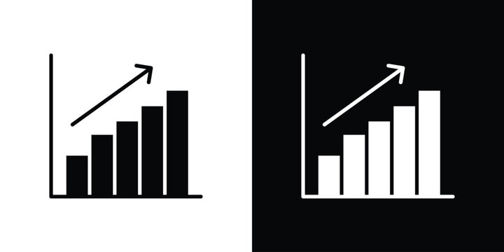 Business performance icon Flat Vector illustration. Simple black symbols