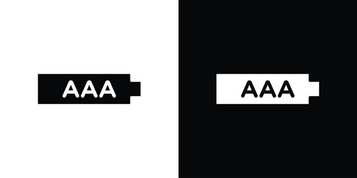 AAA battery icon Flat Vector illustration. Simple black symbols