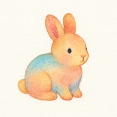 Obraz premium Colorful watercolor bunny illustration.