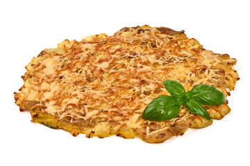 Potato Gratin with Basil, isolated on white background