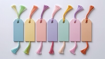 Soft rainbow color rectangular shape bookmark, price tags, discount tags isolated on the white background