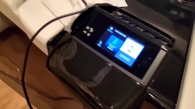 Black appliance with digital display showing 'A' and '2'