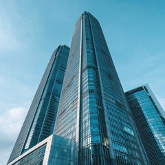 Obraz premium Modern skyscrapers against a clear sky