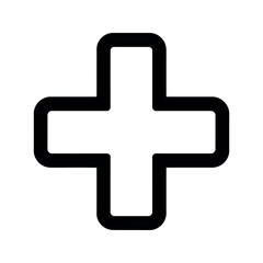 Fototapeta premium Black Plus Sign Icon on White Background with Rounded Corners