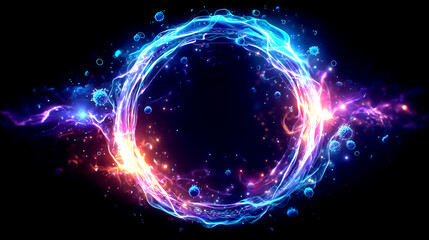 Obraz premium Futuristic Vortex of Fire and Ice Over Liquid Mirror – Generative AI