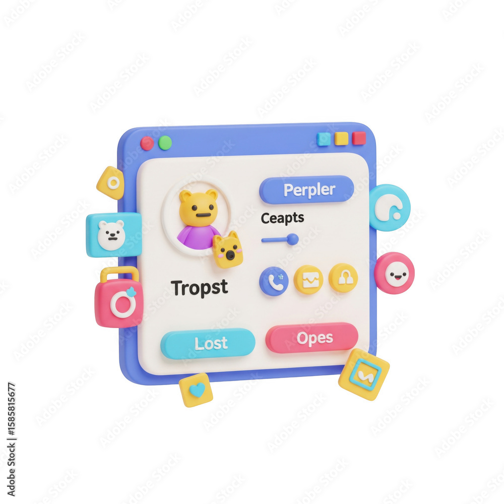 Fototapete stylized application interface showcasing personalized avatars and interactive buttons