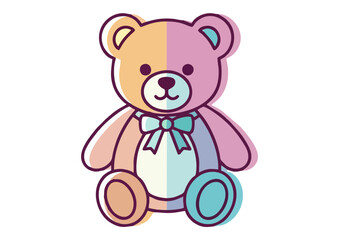 Obraz premium Colorful teddy bear illustration, cute toy, playful design