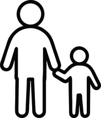 Outline icon depicting adult holding hands with child for family concept