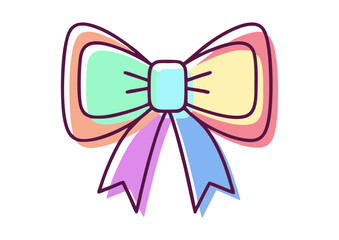 Colorful bow illustration, decorative accessory, playful design