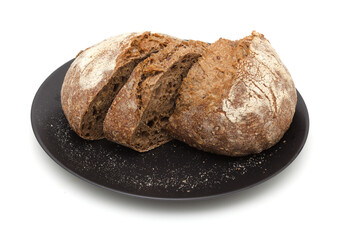 Sourdough leavened round malt bread with various seeds