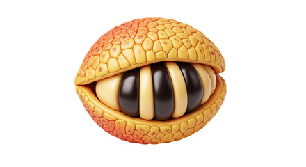 Abstract Open Fruit Shell with Striped Core