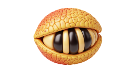 Abstract Open Fruit Shell with Striped Core