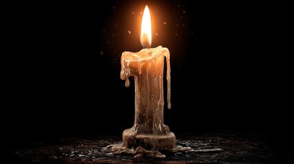 Grungy candle with melted wax