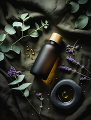Flat lay sustainable product packaging dark 3
