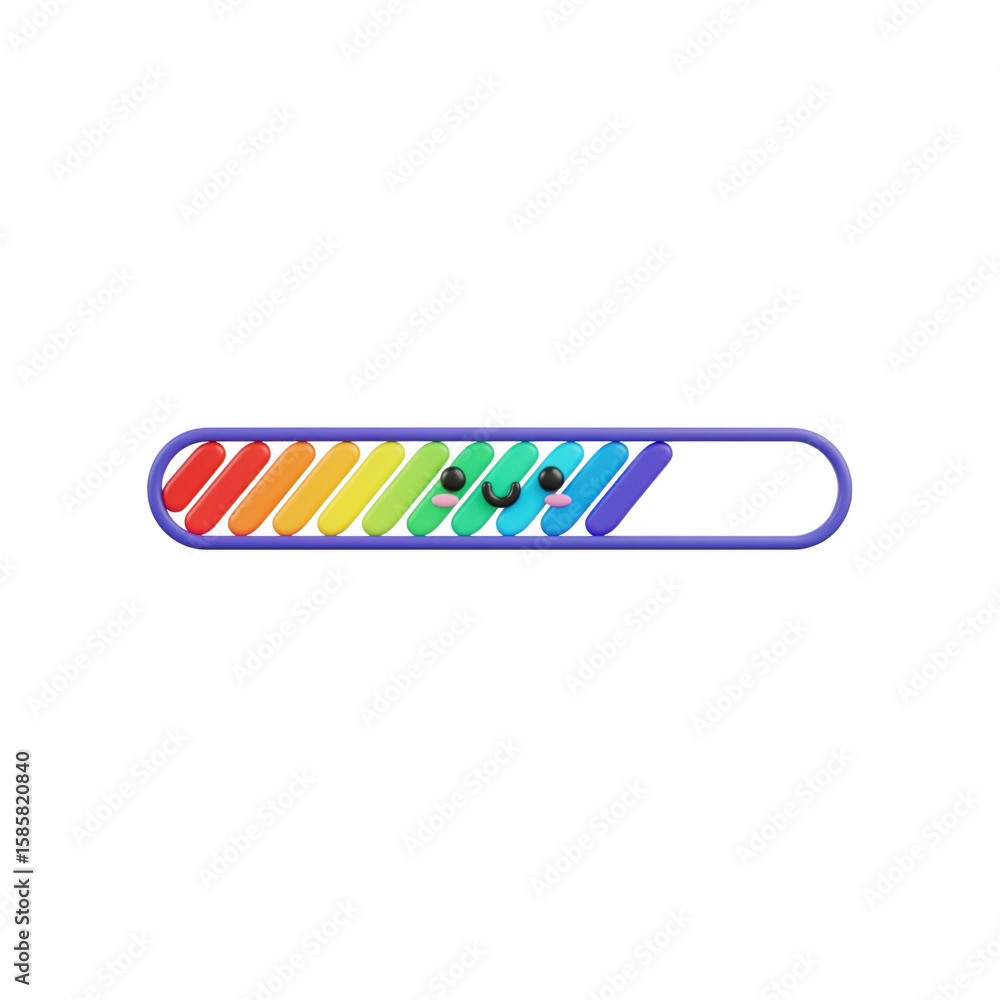 Aufkleber whimsical loading bar with smiling face and vibrant rainbow colors display