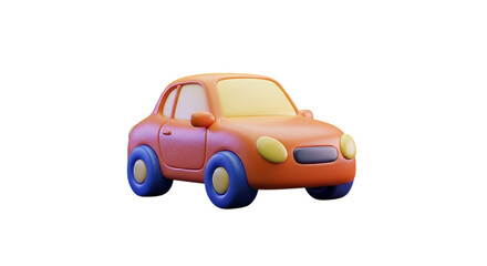 Cute Orange 3D Stylized Toy Car
