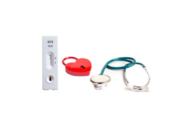Close up of HIV self-testing kit isolated on white background