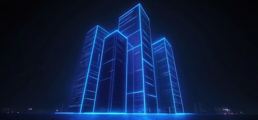 Neon Cityscape: Futuristic Architecture at Night