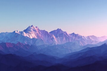 Low-poly mountain range at dawn