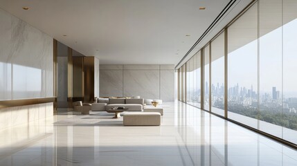 Modern high end office interior with city view
