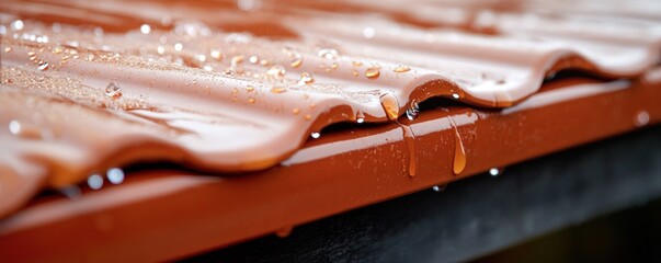Rain Drops on a Brown Roof