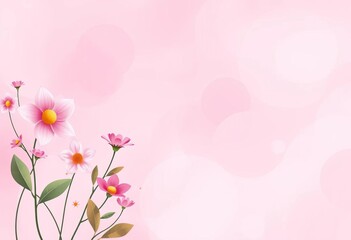 Delicate pink abstract background with stylized spring flowers, perfect for banners and invitations, springtime, invitation