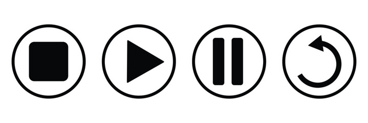 Play and pause buttons - vector icon illustration design.  Video Audio Player. Player Button set icon symbol – vector. Play and pause vector button black icons isolated on transparent . EPS 10 . 