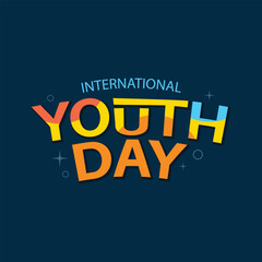 Creative International Youth Day lettering and colorful typography design for 12 August celebration. Ideal for Youth and Friendship Day posters, banners, and festive concepts
