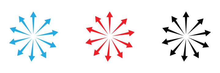Inward arrows pointing to center. Epicenter icons set. Inward arrows collection. Inward arrow vector set. EPS 10 .  © Micro  Vector Market