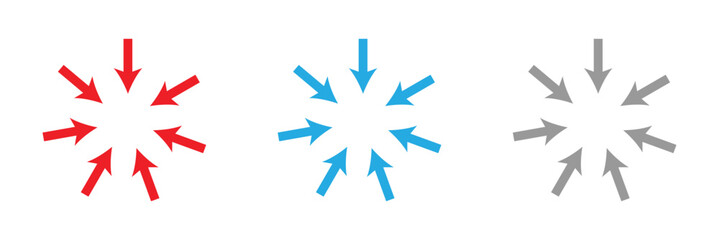 Inward arrows pointing to center. Epicenter icons set. Inward arrows collection. Inward arrow vector set. EPS 10 .  © Micro  Vector Market