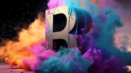 Colorful letter b explosion graphic